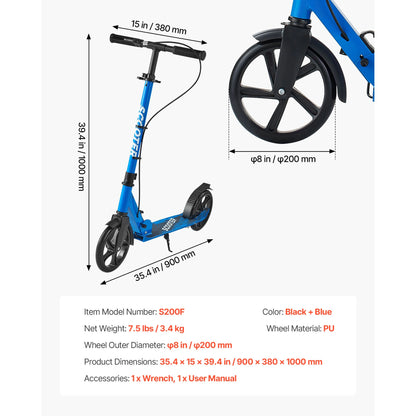 2 - Wheel Kick Scooter for Kids, Teens & Adults | Adjustable Handlebar | Kids Rider