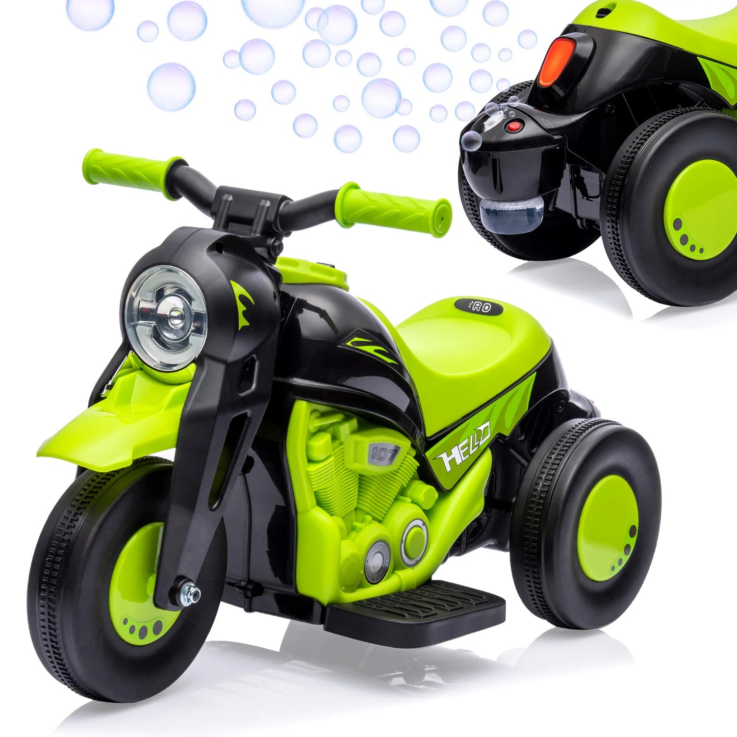 6V Kids Ride-On Bubble Motorcycle with Lights & Music | Best Gift for Toddlers 2+