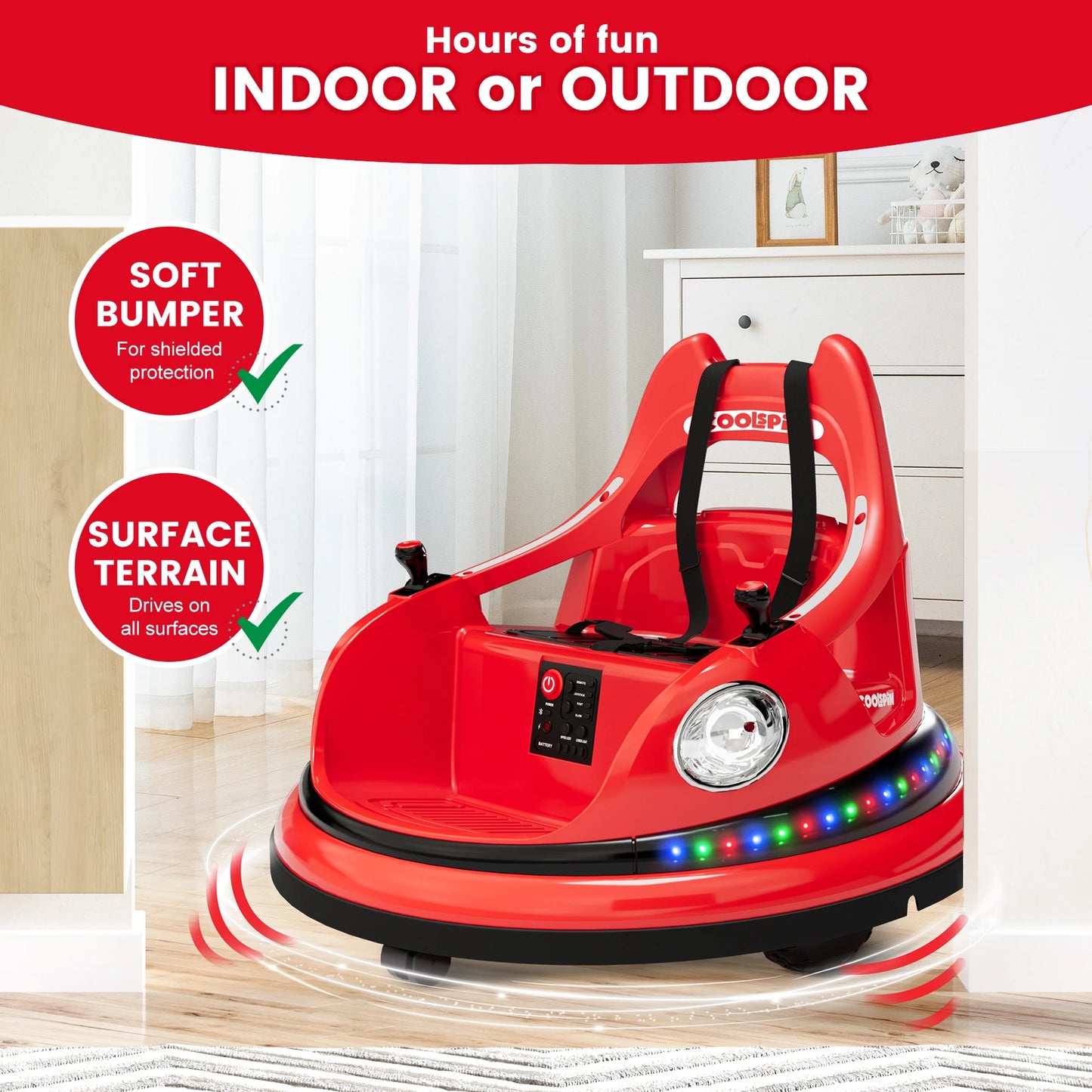 12V Kids Bumper Car with 360° Spin & Lights | Kids Rider (Age - 1 to 6 Year )