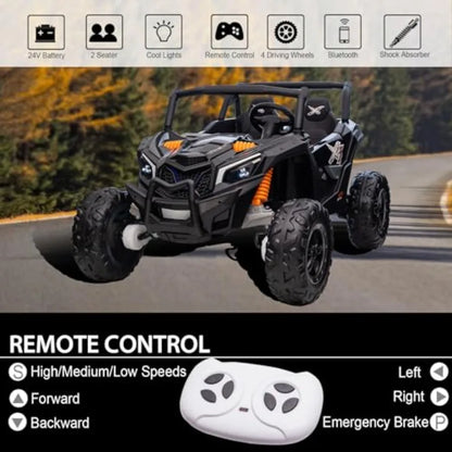 24V XXXL Ride-On Electric UTV Car for big Kids with Dual Seat & Remote Control | 2WD/4WD 200LBS Capacity & 4x100W Powerful Motor