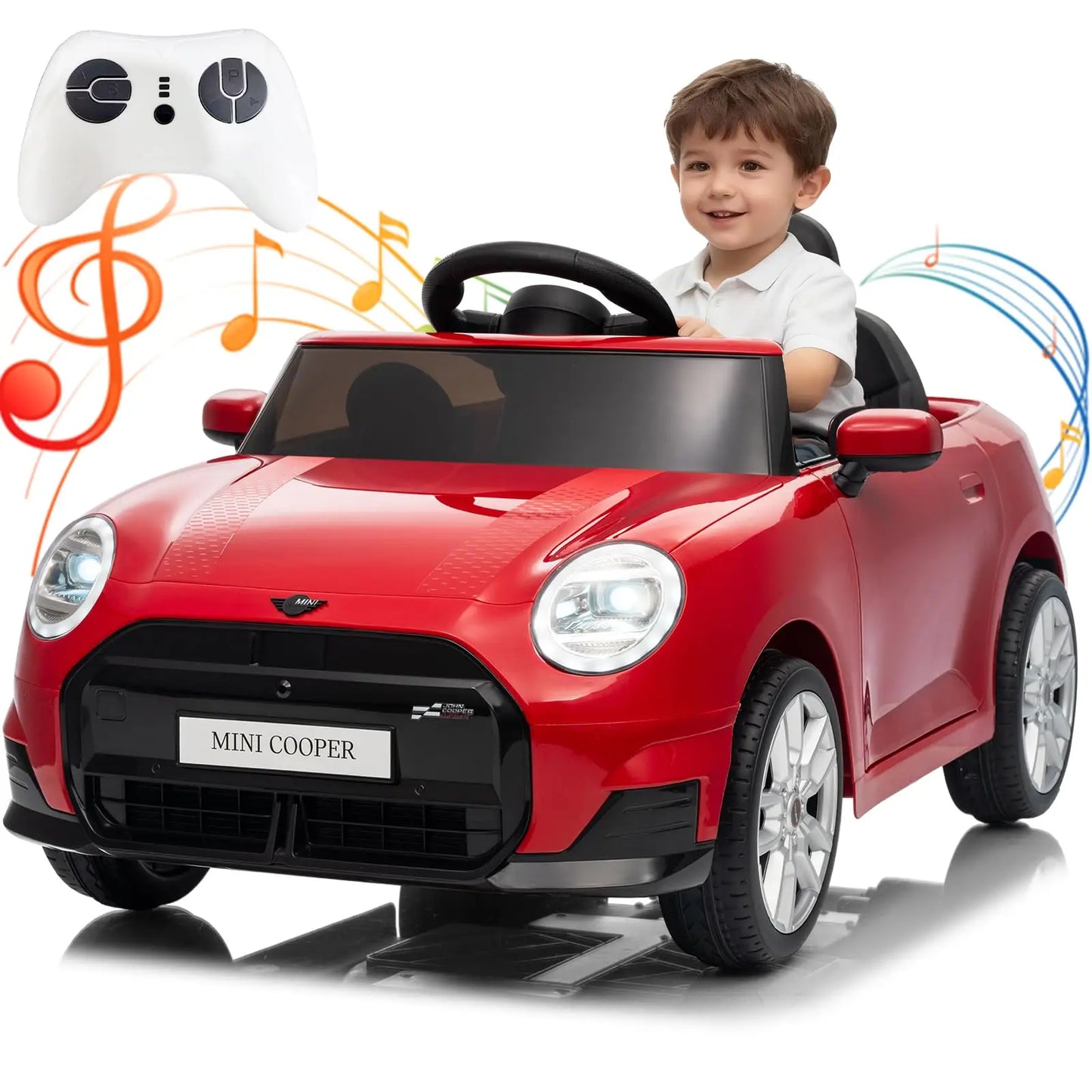 12V Mini Cooper Ride on Car Toy For Kids | Battery-Powered Electric Driving Car for kids With Parental Control