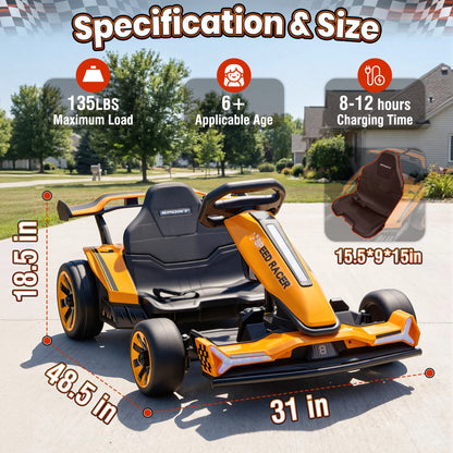 24V 360°Drift Go Kart for Kids | High Speed Drift Racing Car for Kids (Age: 5 to 14 Year)