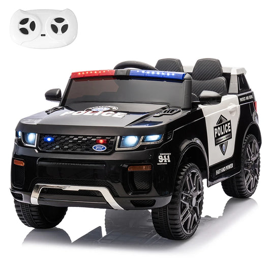 12V Kids Police Truck Ride-On Car w/ Remote, Siren & Lights | 1-Seater