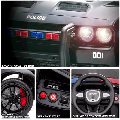 12V Kids Electric Ride-On Police Car with Remote & LED | Kids Rider(Recommended Age - 3-6 Years)