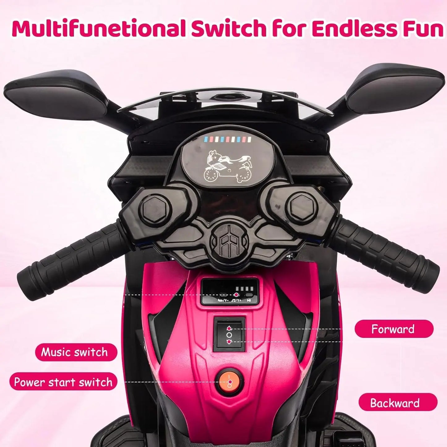 6V Ride-On Motorcycle for Kids & Toddlers | Training Wheels & Music | Kids Rider