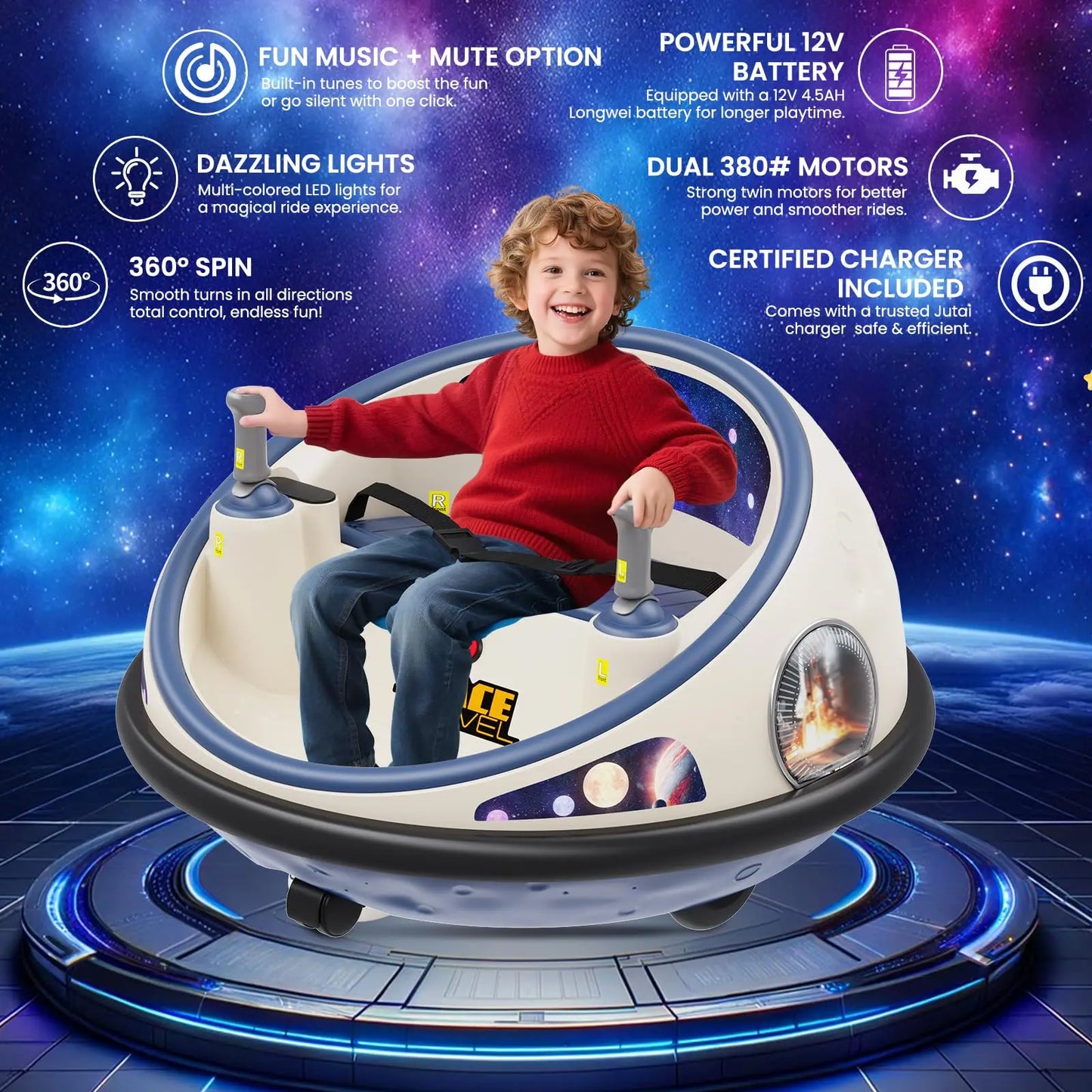 12V Kids Electric Bumper Car for Ages 2–6 | 360° Spin & Remote | Kids Rider