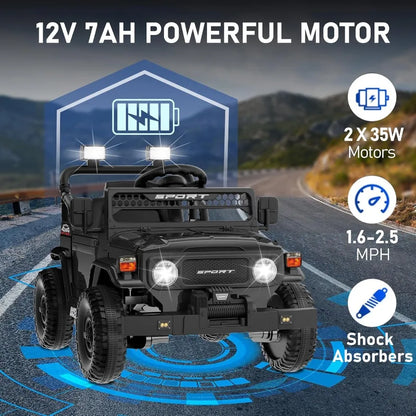 12V Kids Ride-On Jeep w/ Remote, Bluetooth & Suspension | Kids Rider(Age: 3 -12Y)
