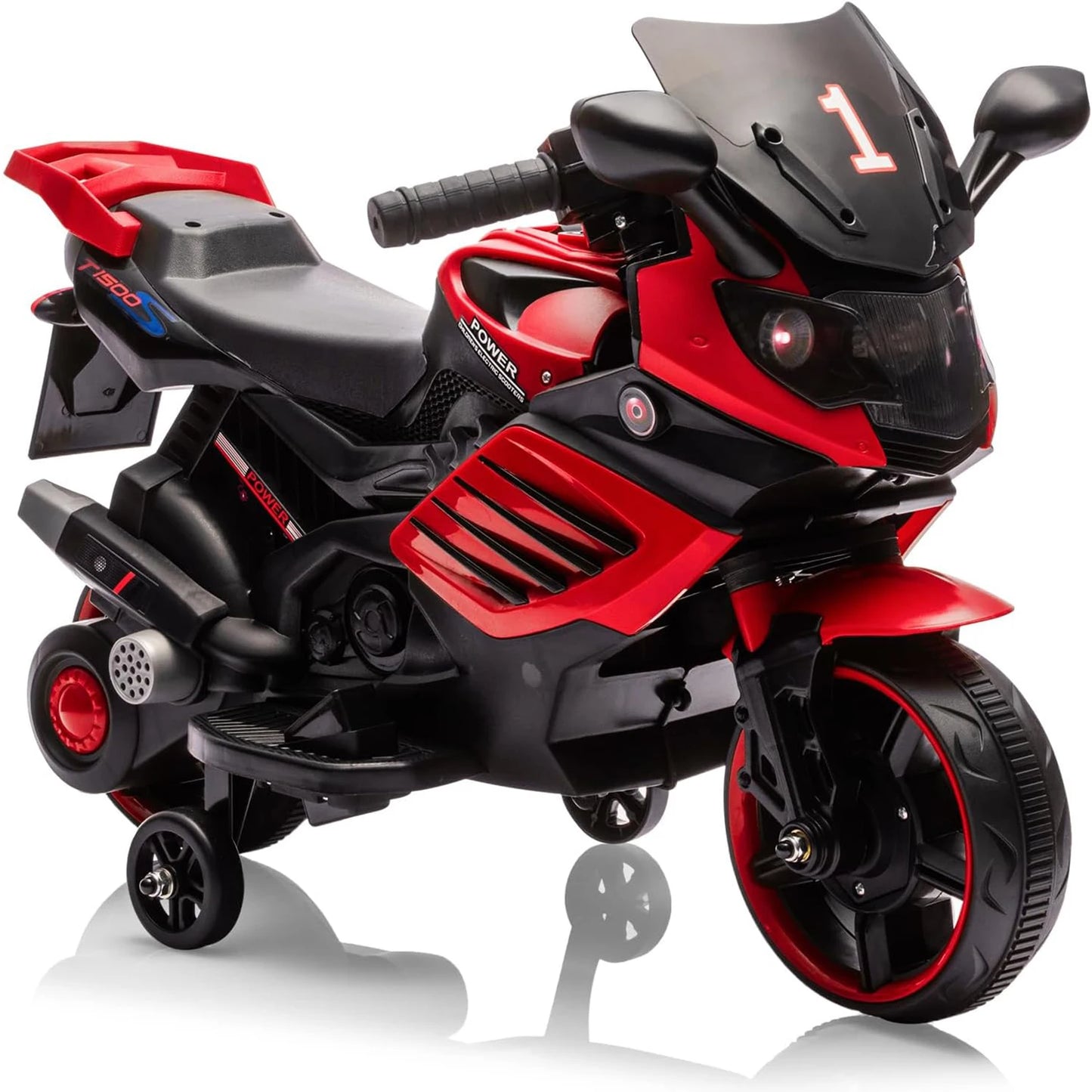 6V Ride-On Motorcycle for Toddlers w/ Training Wheels & Lights(3-6Y)