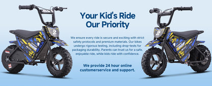 KOOZ HP120E 24V 250W Kids Electric Dirt Bike | Max Speed - 10 MPH & 7.5 Miles Range(Age: 5+)