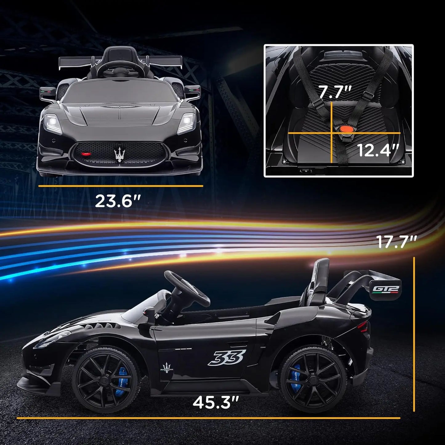 Licensed Maserati GT2 12V Kids Ride-On Car w/ Suspension & Remote