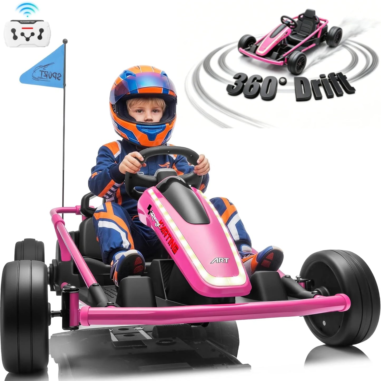 24V 360° Drift Go Kart Ride-On for Kids | 400W Dual Motor | Kids Rider