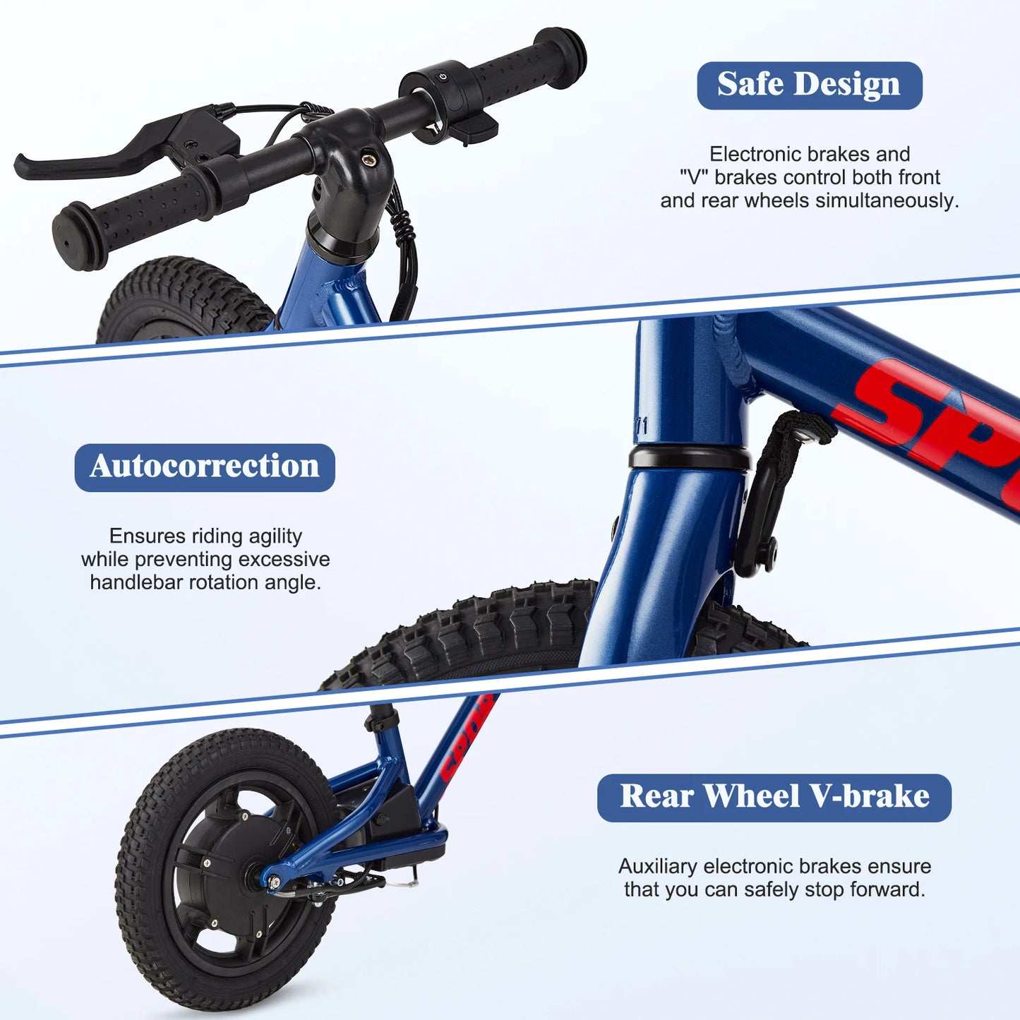 24V 100W Kids Electric Balance Bike w/ 12" inch Inflatable Tire and Adjustable Seat