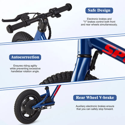 24V 100W Kids Electric Balance Bike w/ 12" inch Inflatable Tire and Adjustable Seat