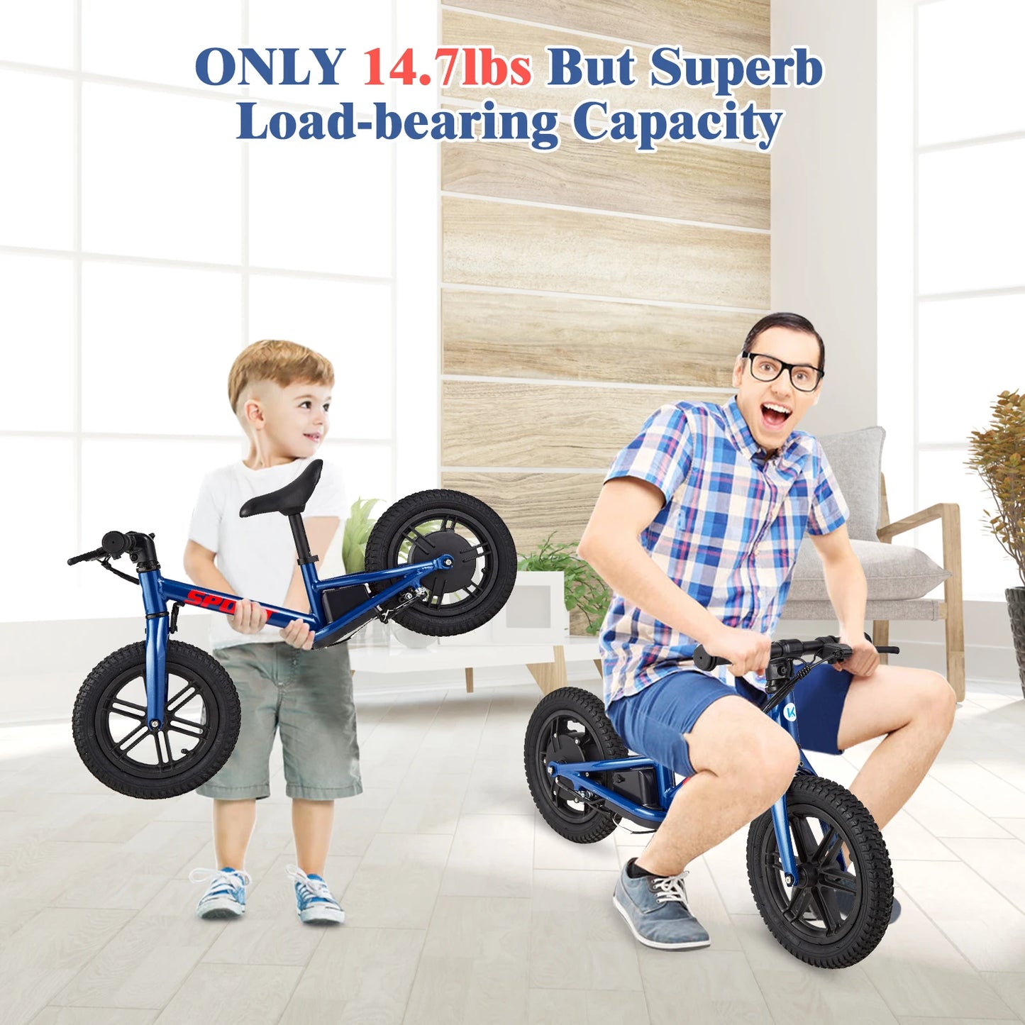 24V 100W Kids Electric Balance Bike w/ 12" inch Inflatable Tire and Adjustable Seat