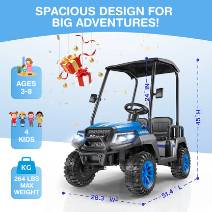 24V 4-Seater Ride On Golf Cart for Kids | 4WD (3-12 Years of Kids)