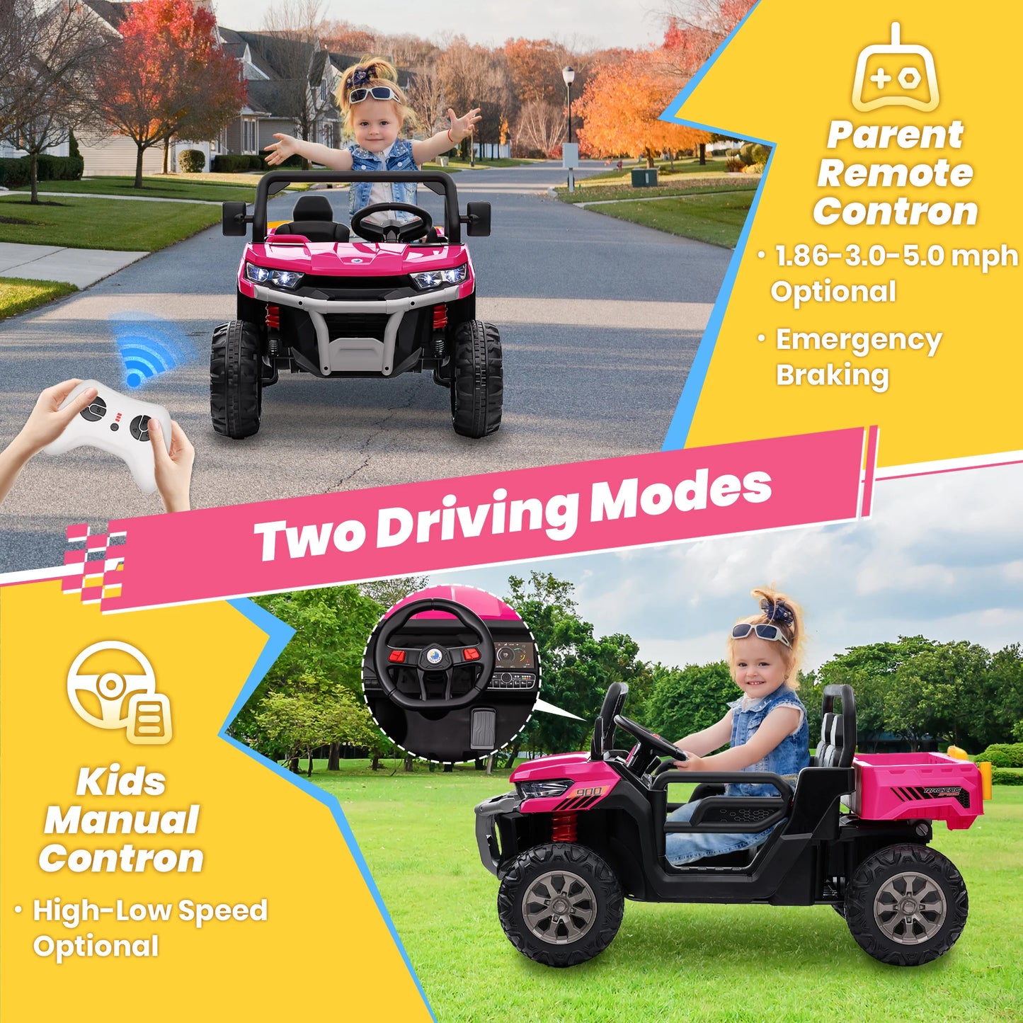 24V Kids Ride-On Dump Truck | 4WD 800W 2-Seater | Kids Rider
