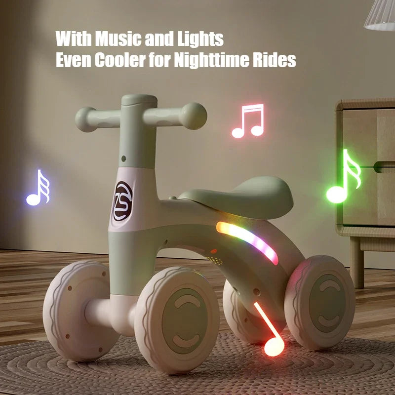 Anti-Tip Baby Balance Bike for Toddlers | 4-Wheel Toddler Training Ride-On(Age: 1-3)