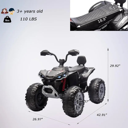 24V Kids Electric ATV 4-Wheeler (2-Seater) Ride-On with Dual 550w Motor | Off-Road Drive for 3-12Yrs Kid
