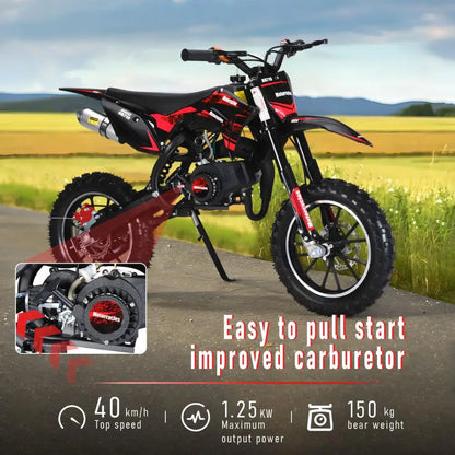 49cc Mini Kids Dirt Bike 2-Stroke Gas Motorcycle W/ Off-Rode Tire Up To 25 MPH