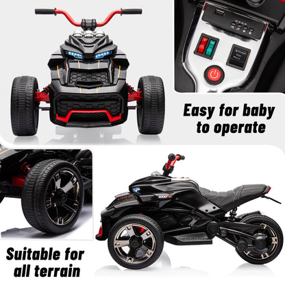 12V Kids ride-On 3-Wheel ATV Motorcycle w/ Lights & Music (Age: 2 to 8Y )