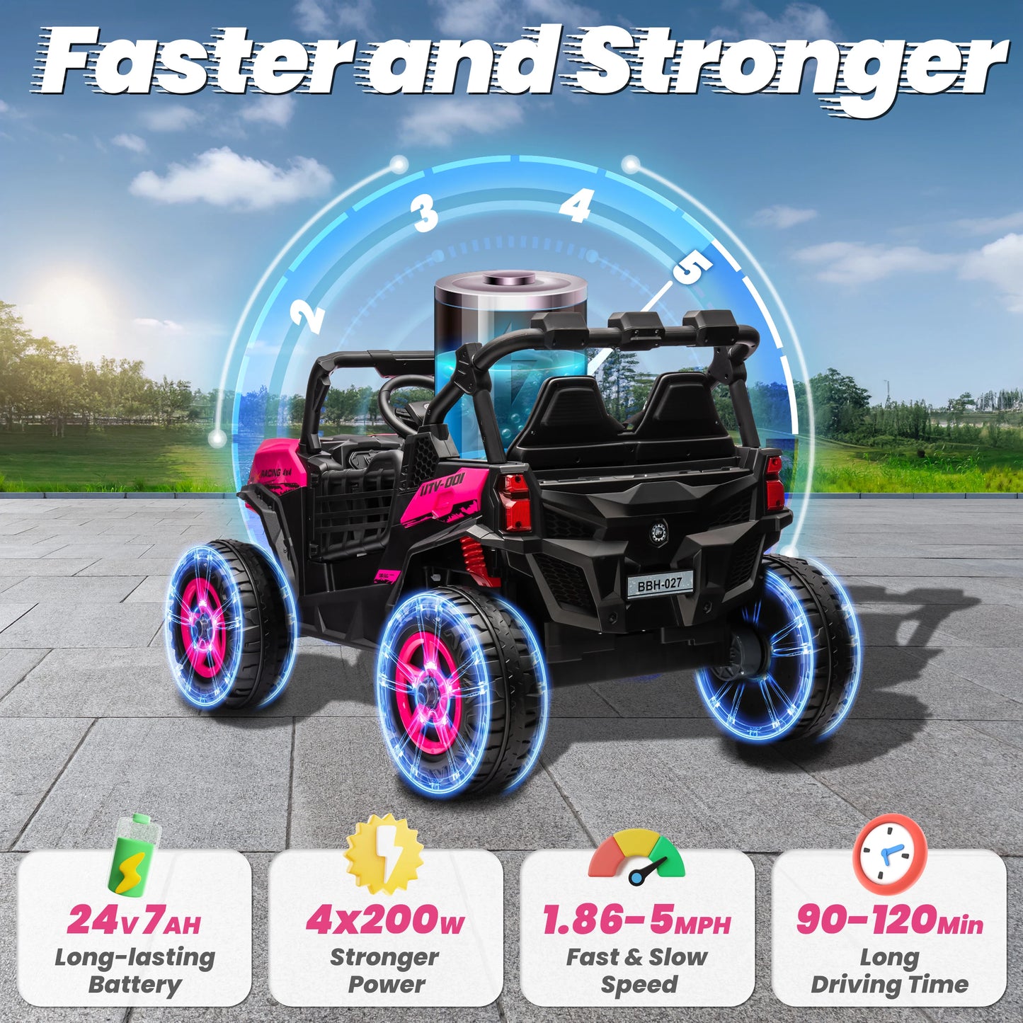 24V XL 2-Seater Kids Ride-On UTV 4WD w/ Remote | Off-Road UTV w/Long-Endurance Battery Power