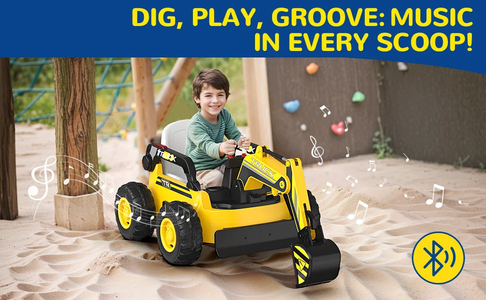 12V 4WD Kids Ride-On Excavator with Remote | Age 3-8 (Best Gift Gift for Kids)