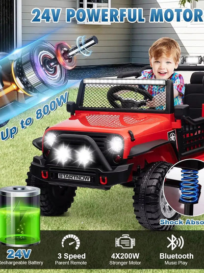 24V 2-Seater Ride-On Truck/Jeep for Kids | 4WD 800W | Kids Rider