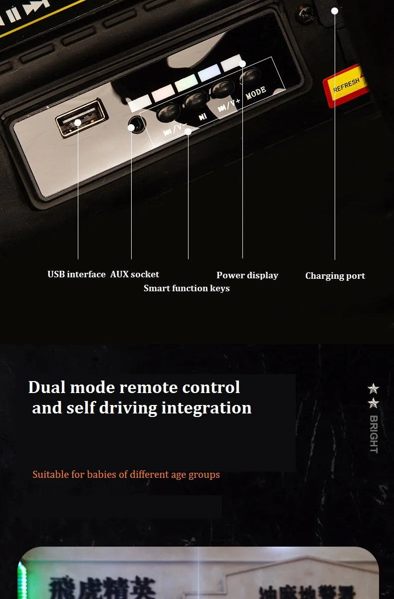 YOGOHALO 12V Big 4WD Kids Police Ride-On Car w/ Remote & Music | 1-Seater