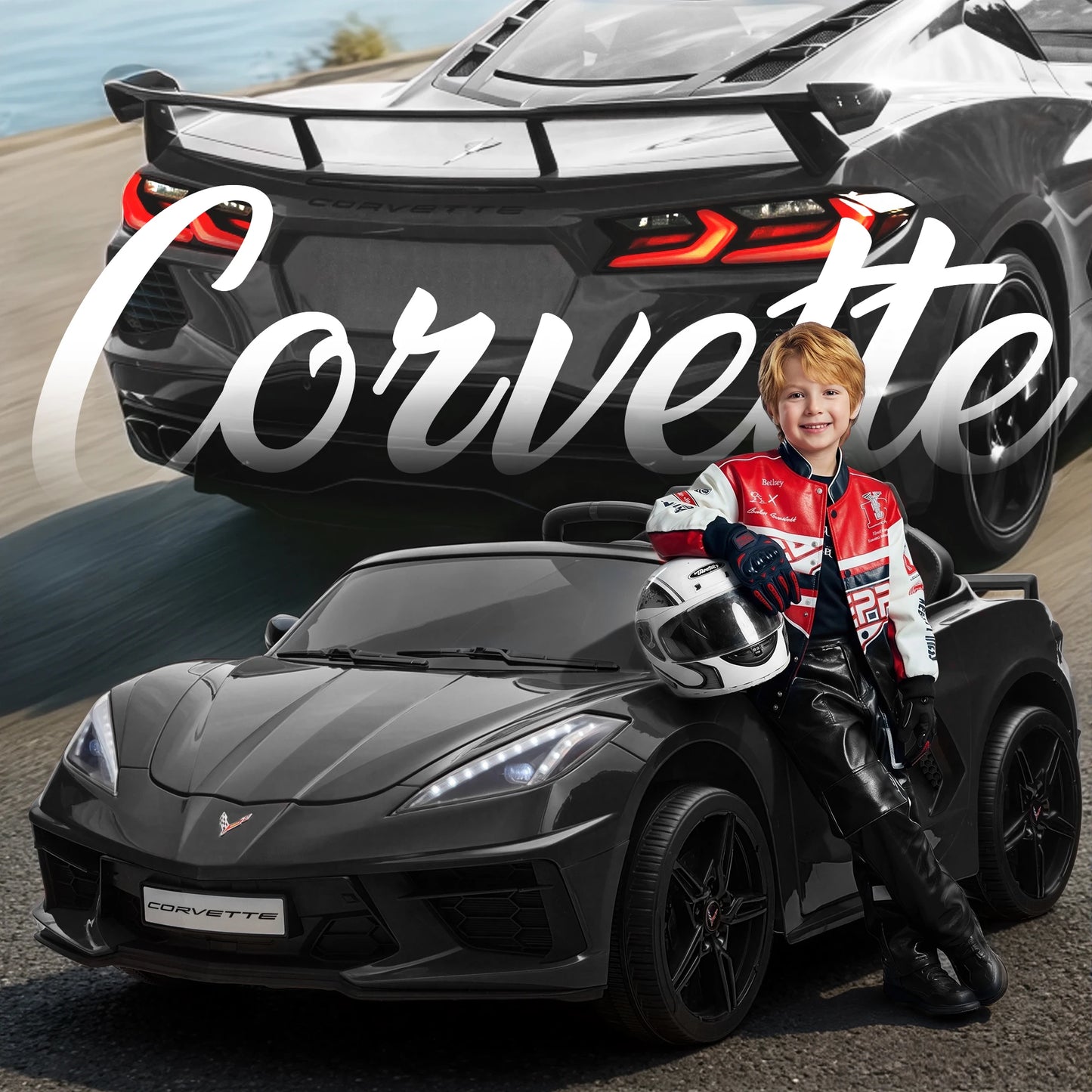 Licensed Corvette 24V 4WD 2-Seater Ride-On Car | 4x200W Powerful Motors