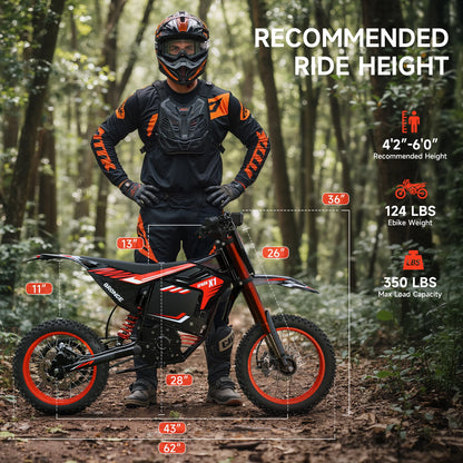 QRONGE X1 Spark 60V - 4500W Electric Dirt Bike for Teens & Adults | 50MPH w/Fat Tire Electric Motorcycle