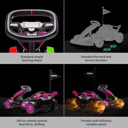 Go Kart for Kids - 24V Drift Cart with 300W Motors, EVA Tires & Parent-Safety