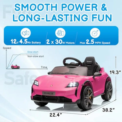 12V Licensed Porsche Taycan Kids Ride-On Car w/ Parent Remote (Age: 2 to 7Y)