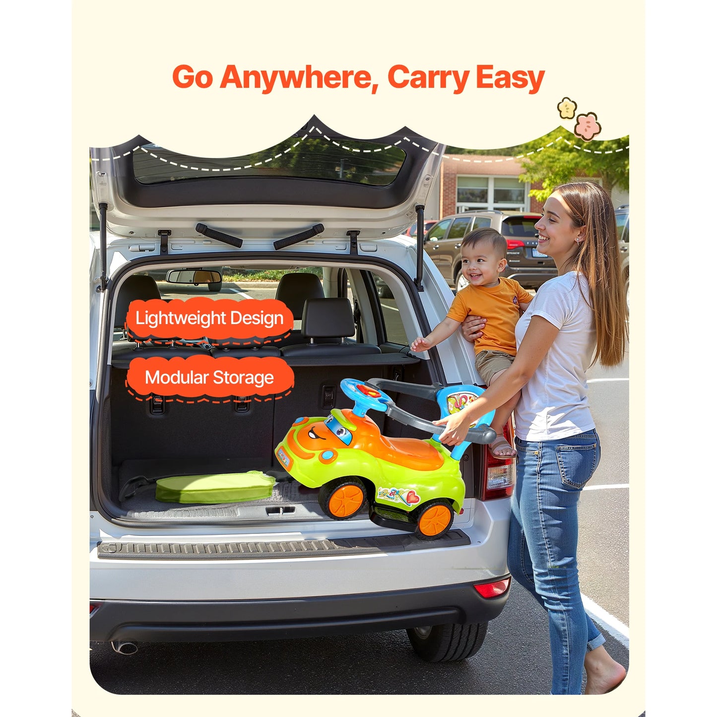 Ride-On Push Car with Parent Handle for Ages 1–3 | Toddler Push Car | Kids Rider