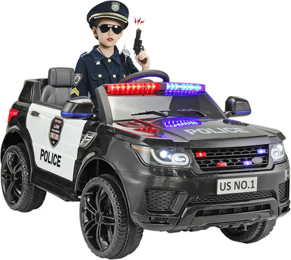12V Kids Police SUV Ride-On w/ Remote, Siren & LED Lights | 1-Seater