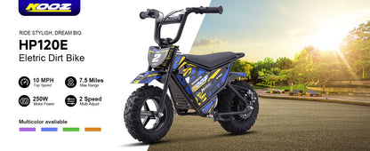 KOOZ HP120E 24V 250W Kids Electric Dirt Bike | Max Speed - 10 MPH & 7.5 Miles Range(Age: 5+)