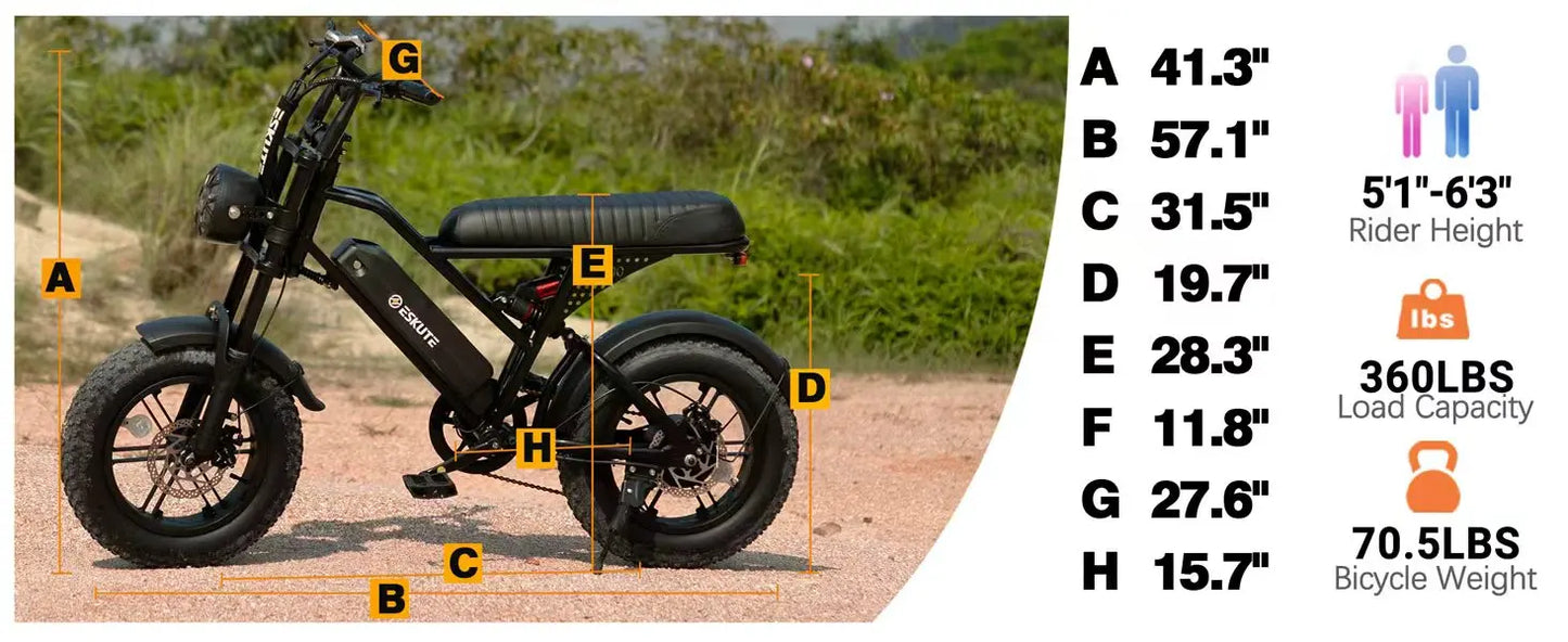 ESKUTE V100 Electric Dirt Bike | 1500W Peak | 48V 13Ah | 28 MPH| 60-Mile Range | Kids Rider