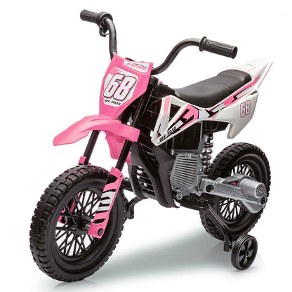 12V Kids Electric Dirt Bike w/ Training Wheels & Music | Safe Ride-on Motorcycle for Children(Age: 3 to 6Y)