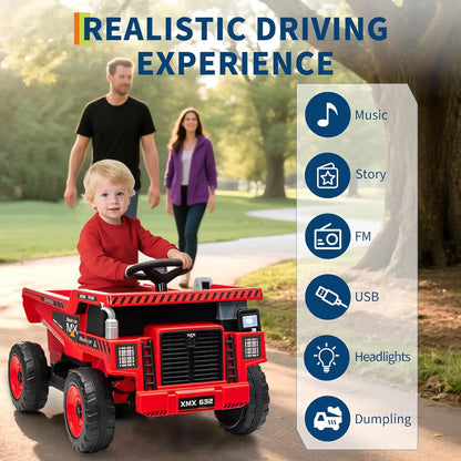 12V Kids Ride-On Dump Truck w/ Remote & Electric Bed | Kids Rider