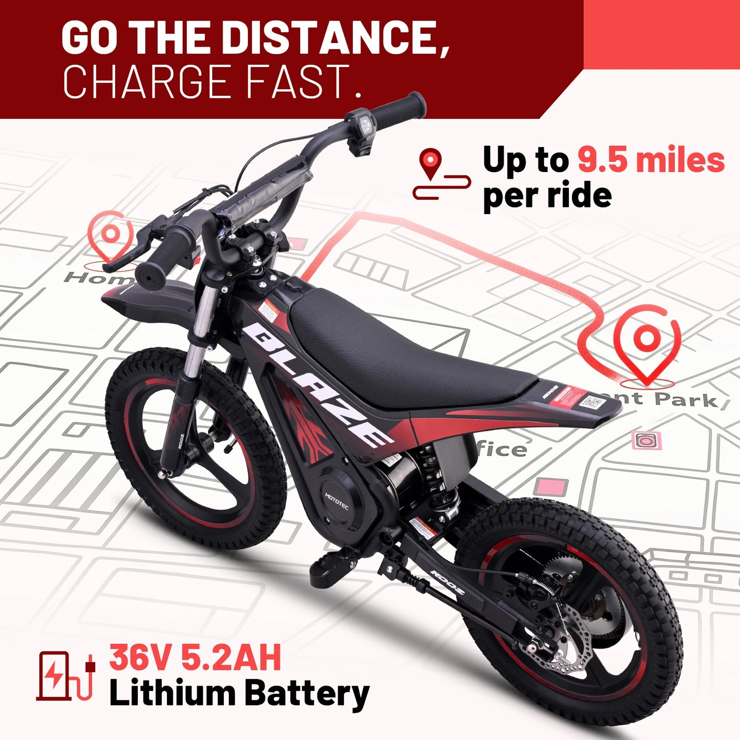 KOOZ HP01E 36V 350W Electric Dirt Bike | 15.5 MPH | Kids Rider