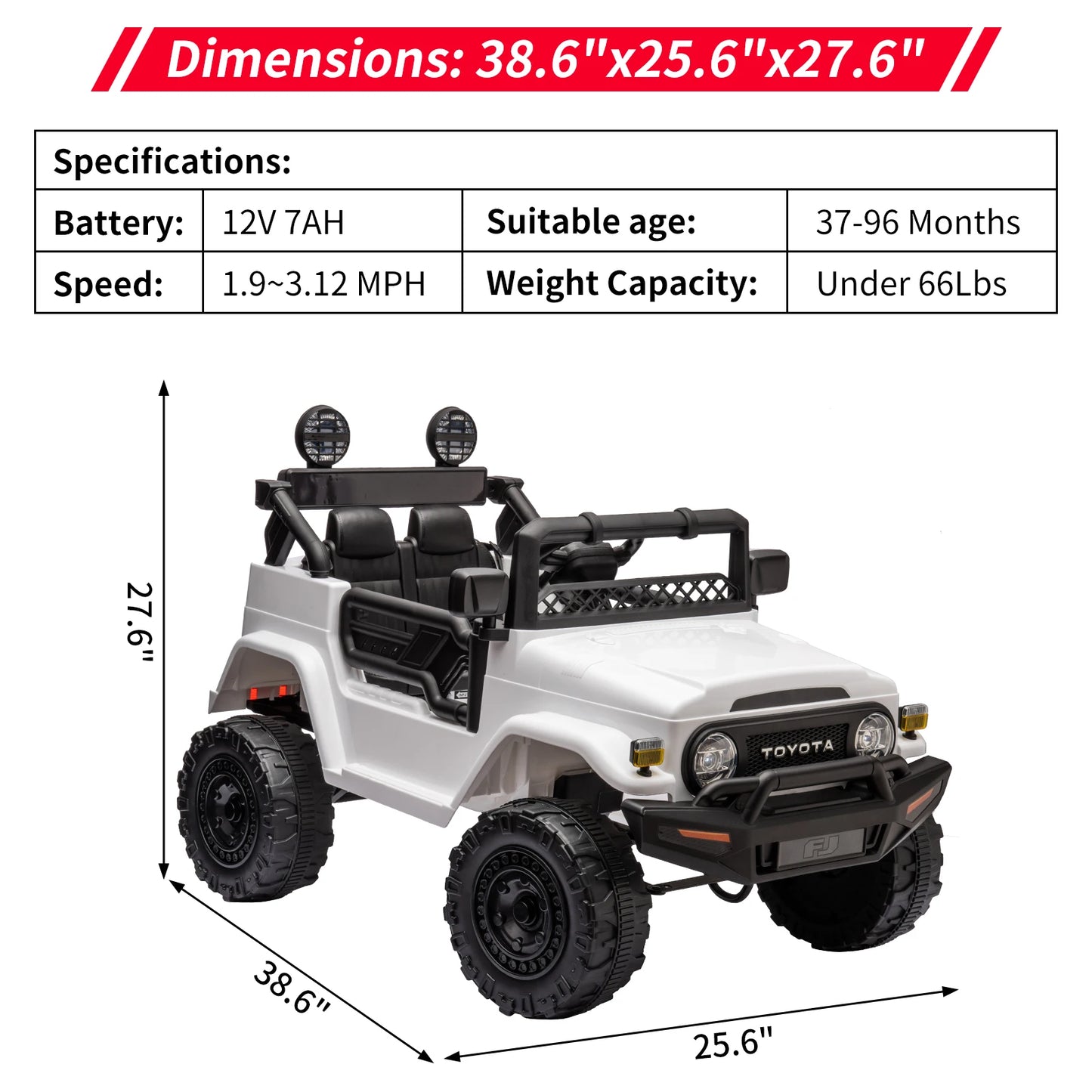 Toyota 12V Kids Ride-On Truck w/ Remote, LED Lights & MP3
