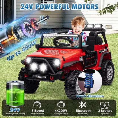 24V 2-Seater Ride-On Truck/Jeep for Kids | 4WD 800W | Kids Rider