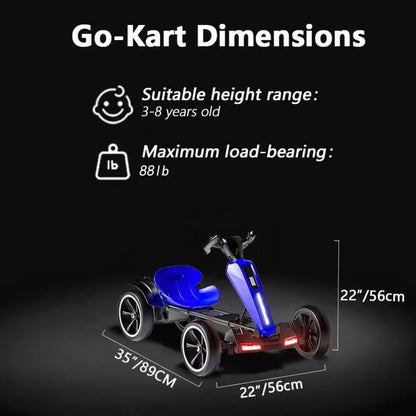 12V Kids Pedal Go Kart with Adjustable Seat & Non-Slip EVA Wheels | Kids Rider