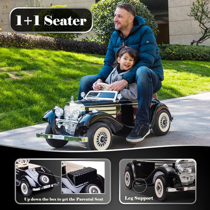 12V Mercedes-Benz Vintage Kids Ride-On Car w/ Remote – 220lbs