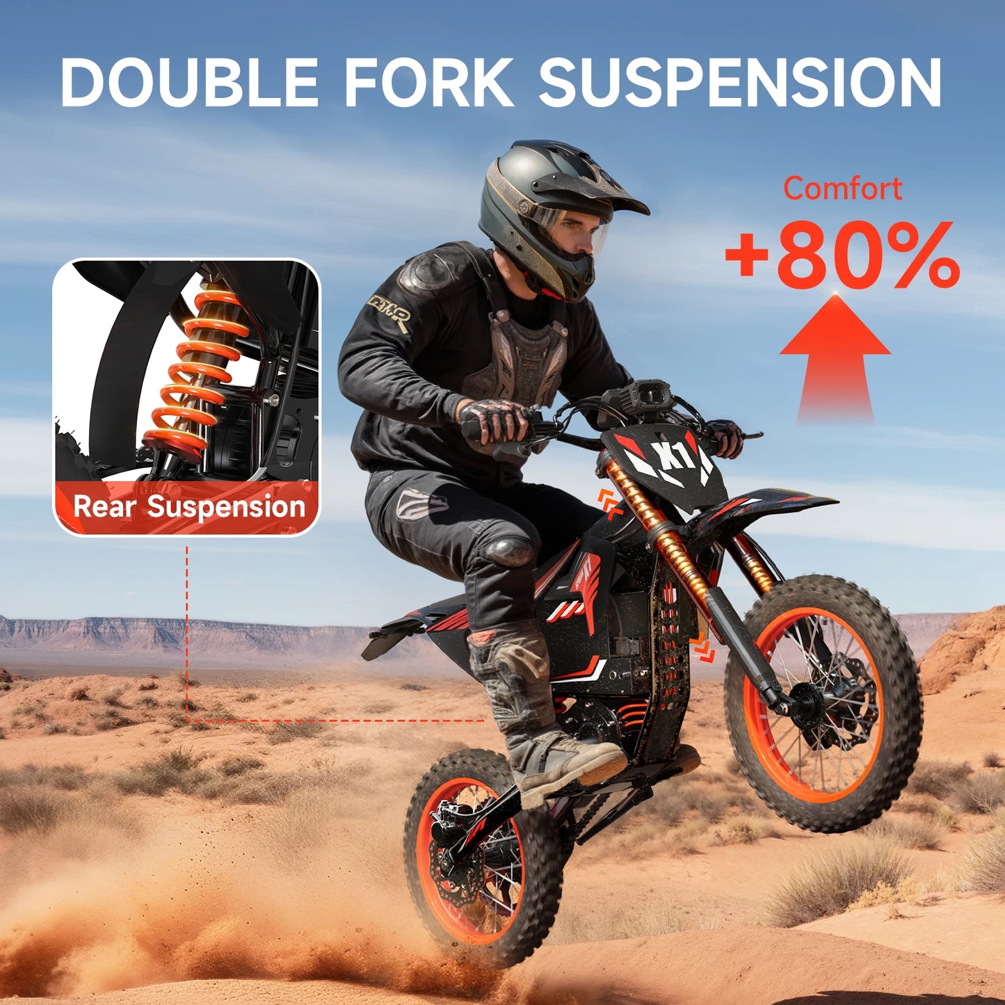 QRONGE X1 Spark 60V - 4500W Electric Dirt Bike for Teens & Adults | 50MPH w/Fat Tire Electric Motorcycle