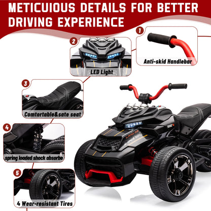 12V Kids ride-On 3-Wheel ATV Motorcycle w/ Lights & Music (Age: 2 to 8Y )