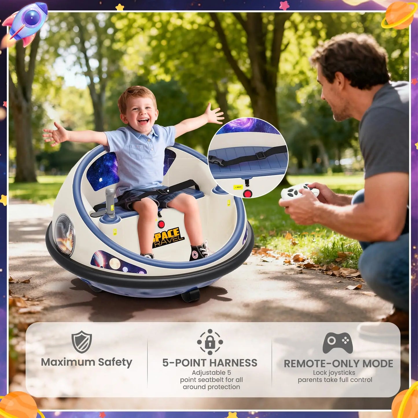 12V Kids Electric Bumper Car for Ages 2–6 | 360° Spin & Remote | Kids Rider