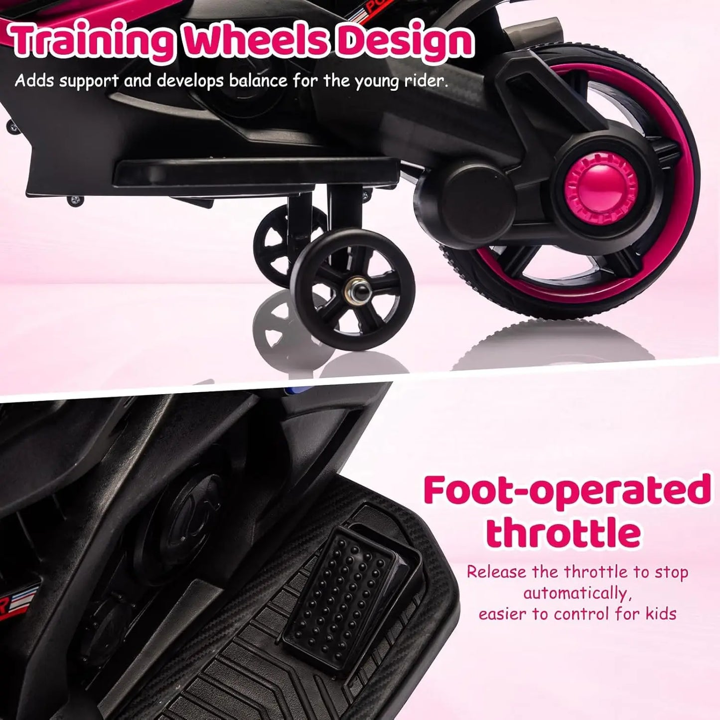 6V Ride-On Motorcycle for Kids & Toddlers | Training Wheels & Music | Kids Rider