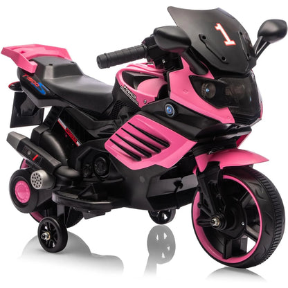 6V Ride-On Motorcycle for Toddlers w/ Training Wheels & Lights(3-6Y)