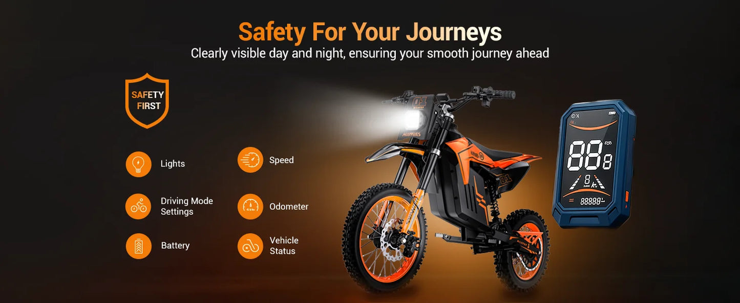 48V HillMiles MilePop Electric Dirt Bike for Teens Adults with Dual Suspension, Hydraulic Brakes, Off-Road Tires