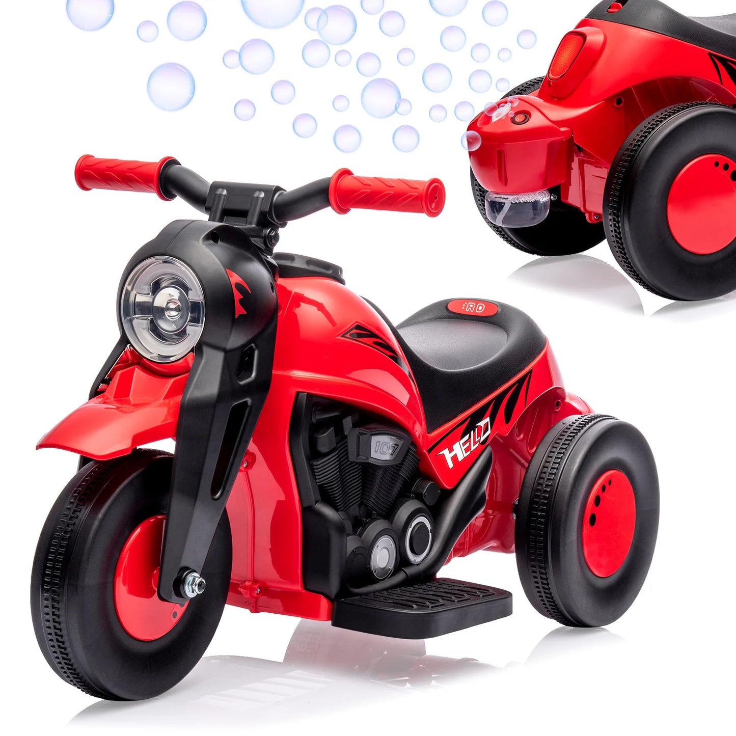 6V Kids Ride-On Bubble Motorcycle with Lights & Music | Best Gift for Toddlers 2+